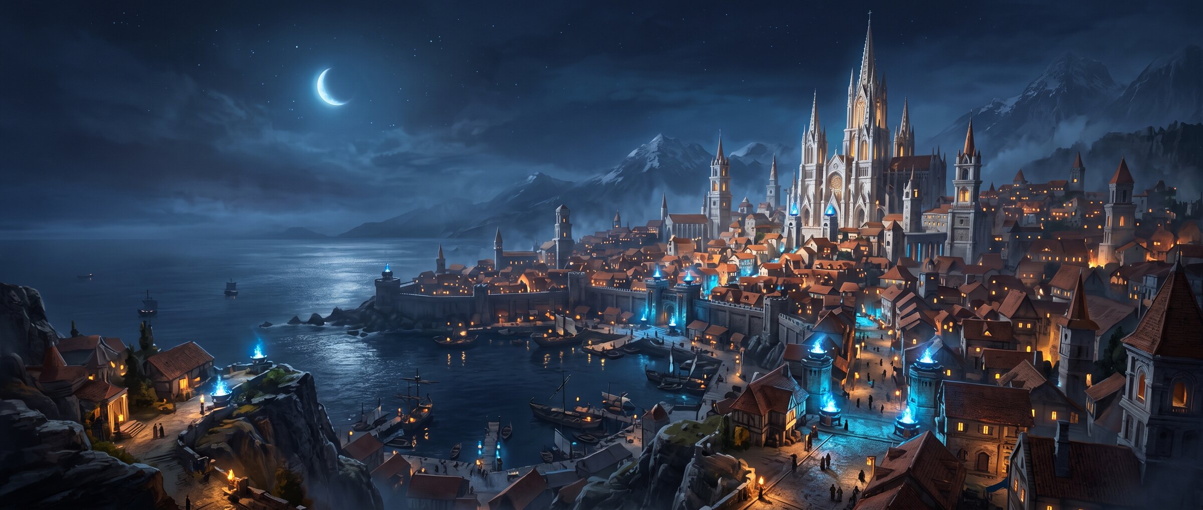 The city of Lumios at dusk in Bless Unleashed